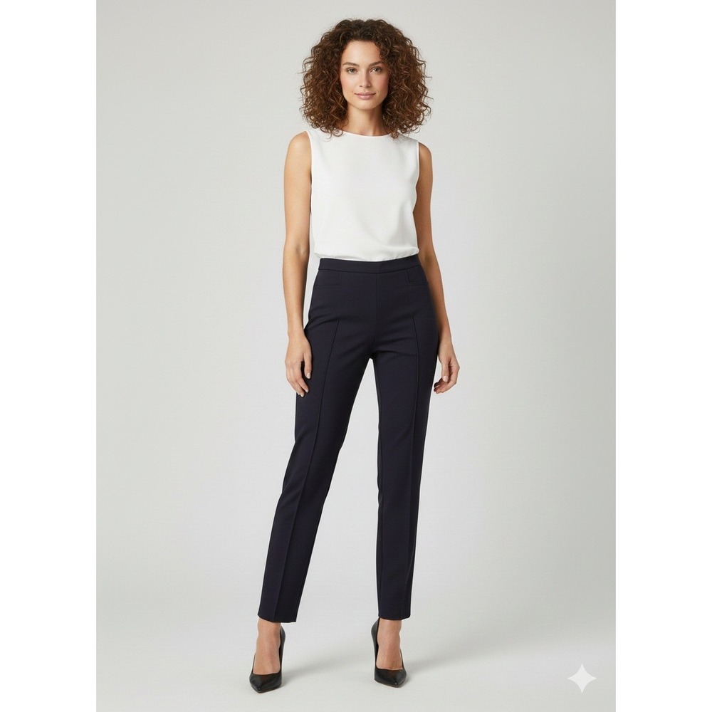 AKRIS Punto Franca Navy Blue Cotton Techno Highrise Pant Size US 6. $495‎